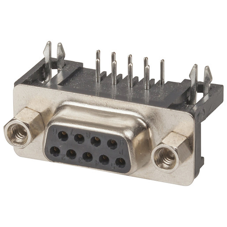 DB9 Socket Right-angle PCB mount computer connector 