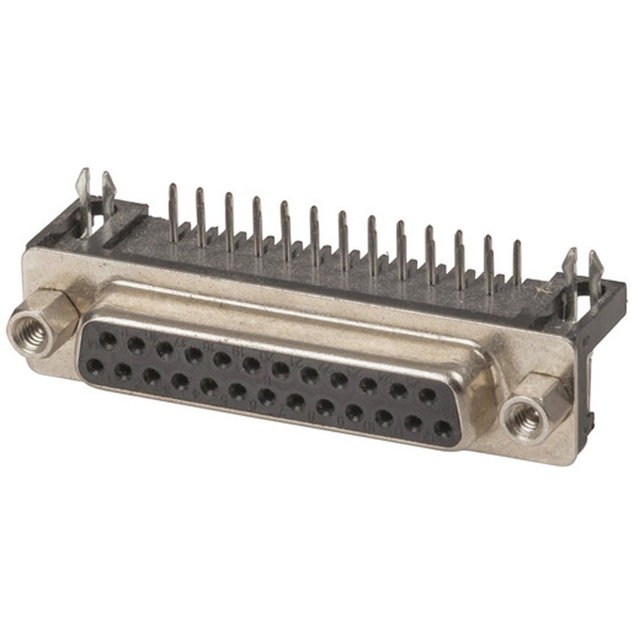 Right Angled D25 Socket with PCB Mount 