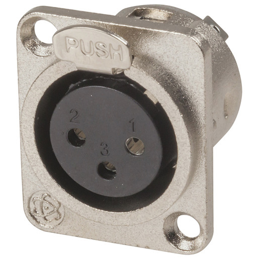 3 Pin Small Size Chassis Female Cannon Type Connector 
