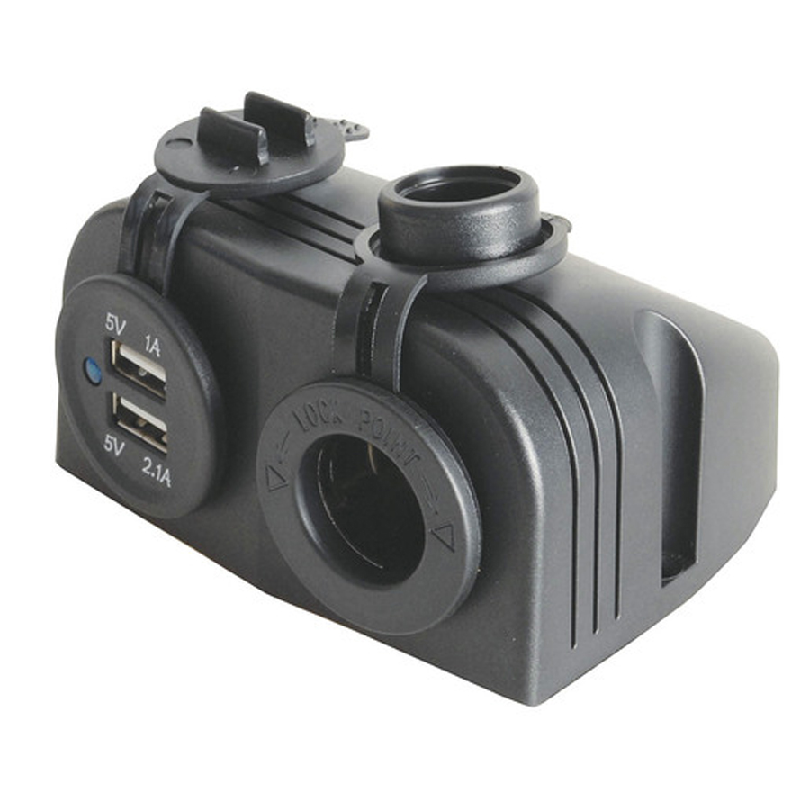 Marine Grade Lighter Socket and Dual USB Car Charger 