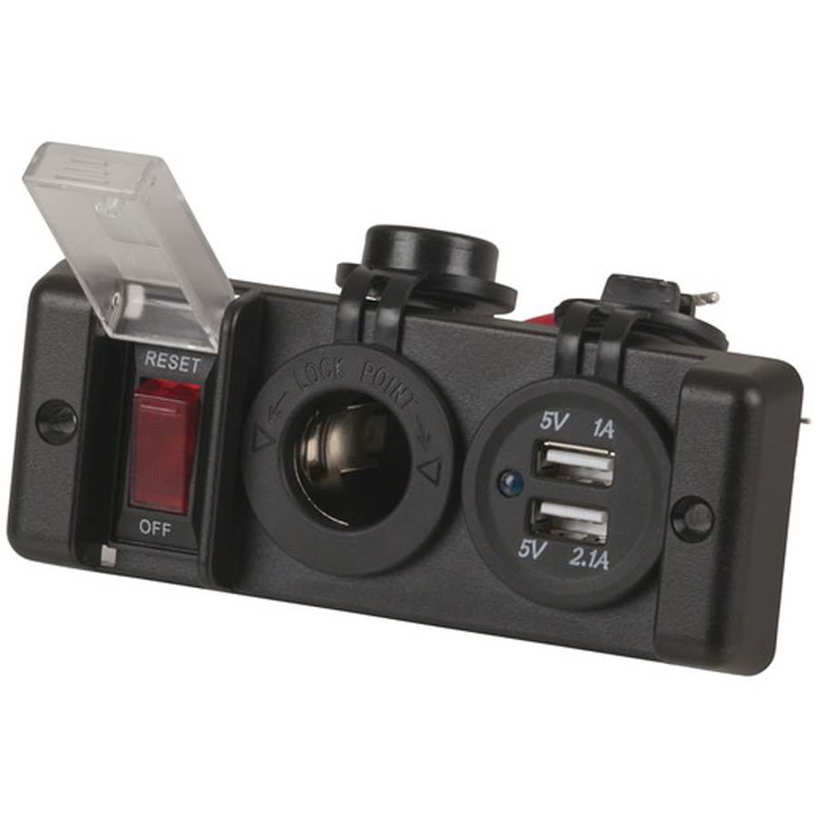 USB and 12V Cigarette Lighter Power Socket (Switched) 