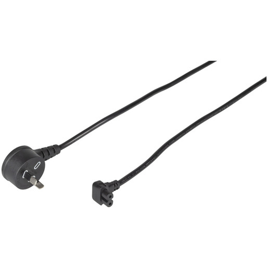 2 Pin Fig 8 Mains Plug to IEC C7 Right Angle Female - 1.8m 