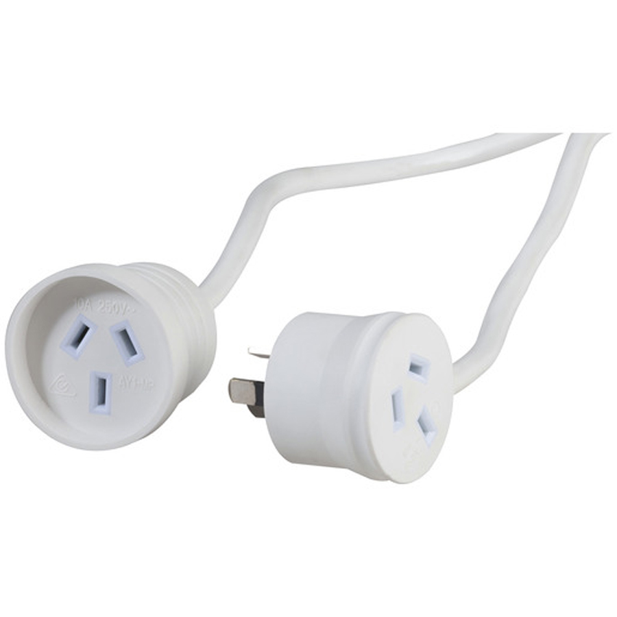 1m White Piggyback Plug Extension Cable 