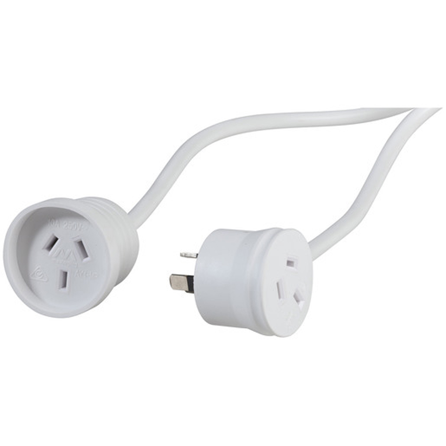 3m White Piggyback Plug Extension Cable 