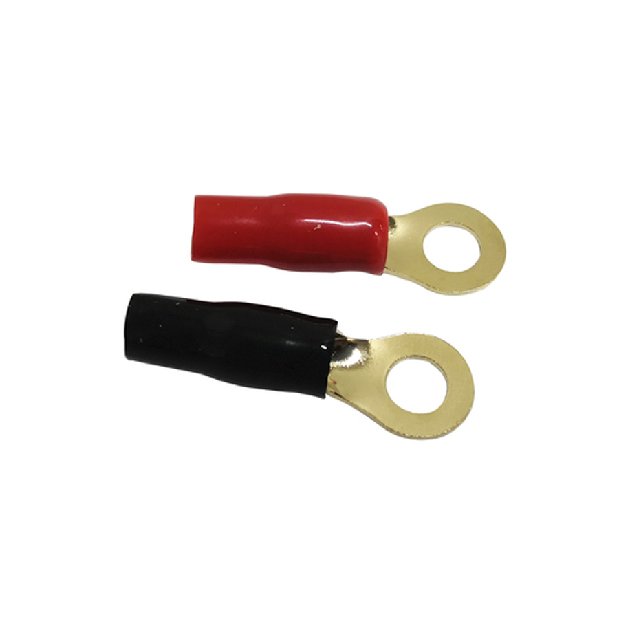 Red &amp; Black Gold Crimp Cable Small Eye Terminals - Pk.2 