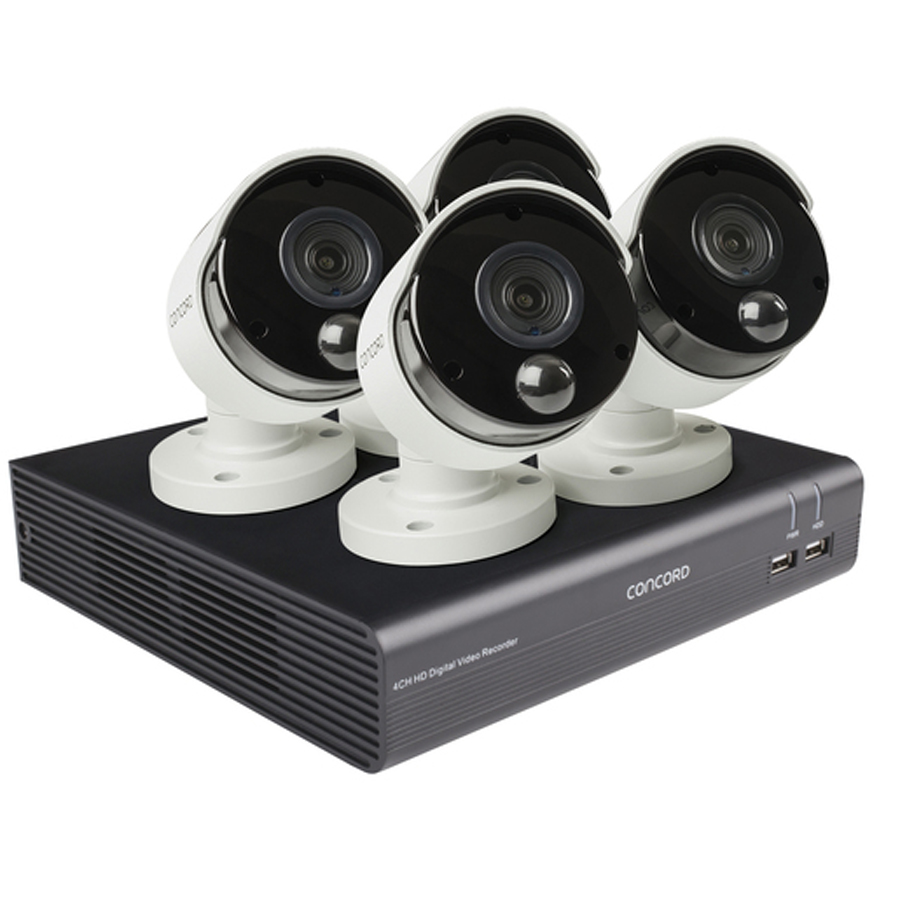 Concord 4 Channel HD DVR Package - 4x1080p PIR Bullet Cameras v2 