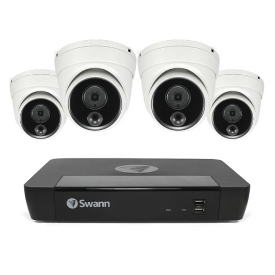 Swann 8CH 4K NVR Kit with 4 x 4K PIR Dome Cameras 