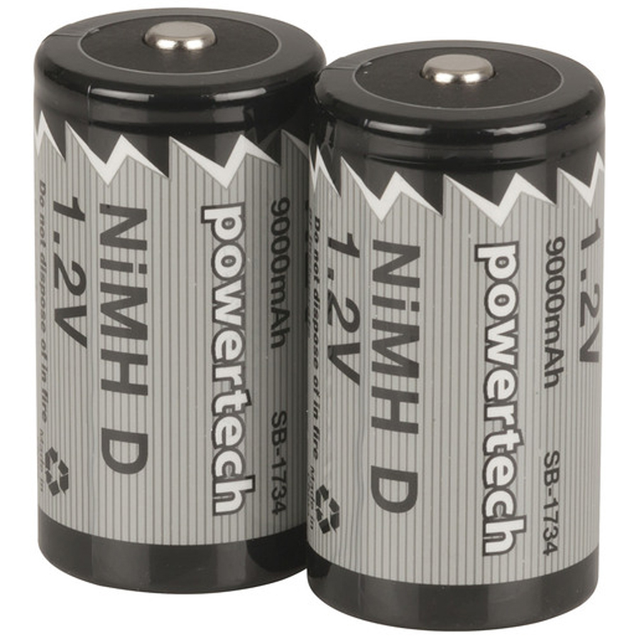 9,000mA Ni-MH D Batteries - Pack of 2 