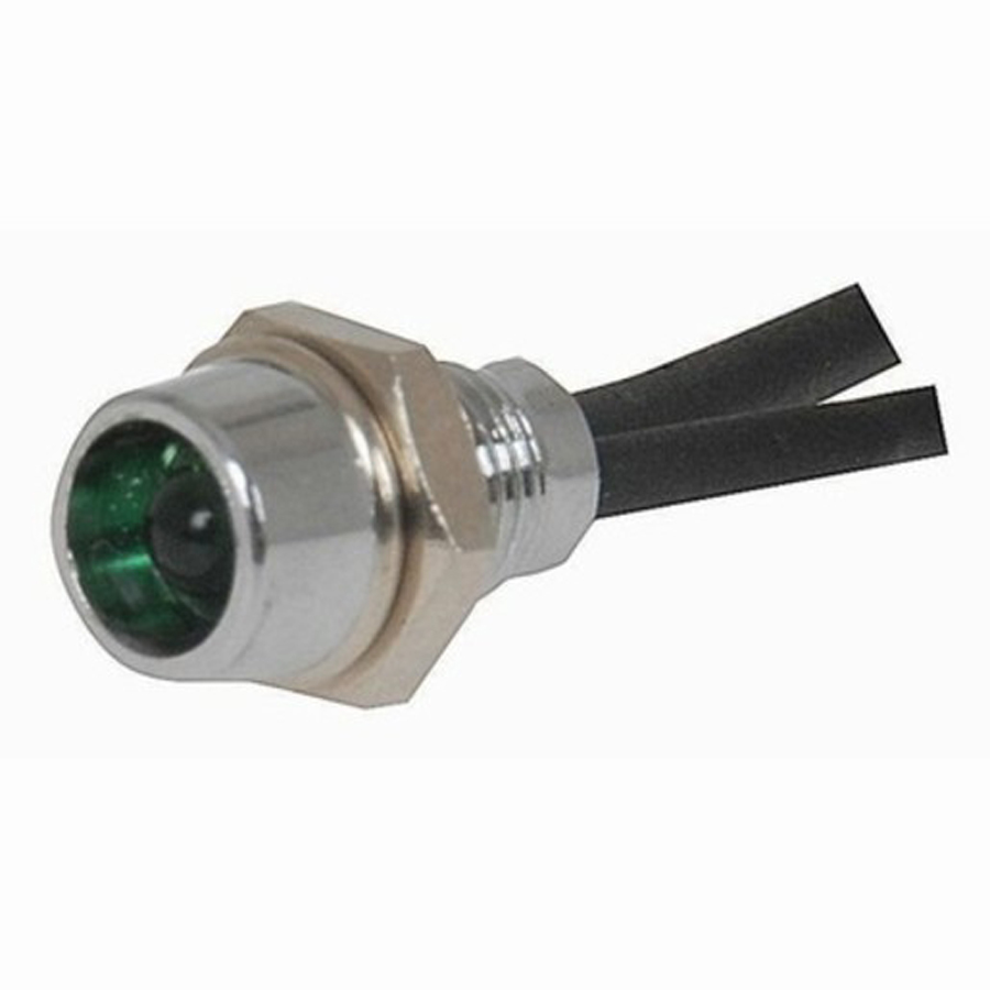 24V Chrome Bezel LED Green 