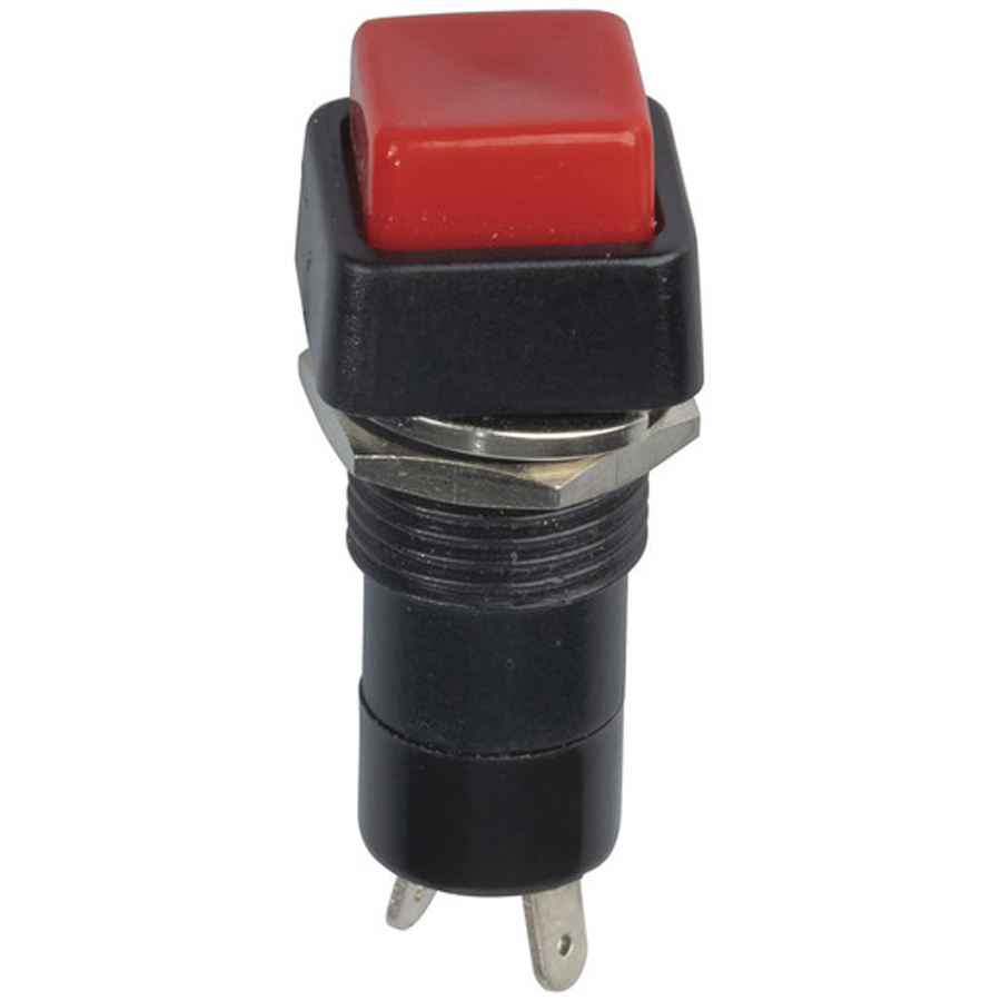 Pushbutton PUSH-OFF (NC) SPST MOMENTARY - RED ACTUATOR 