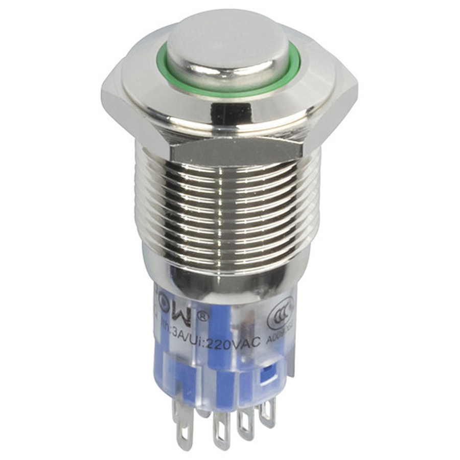 IP67 Rated Illuminated Pushbutton Switch Green 