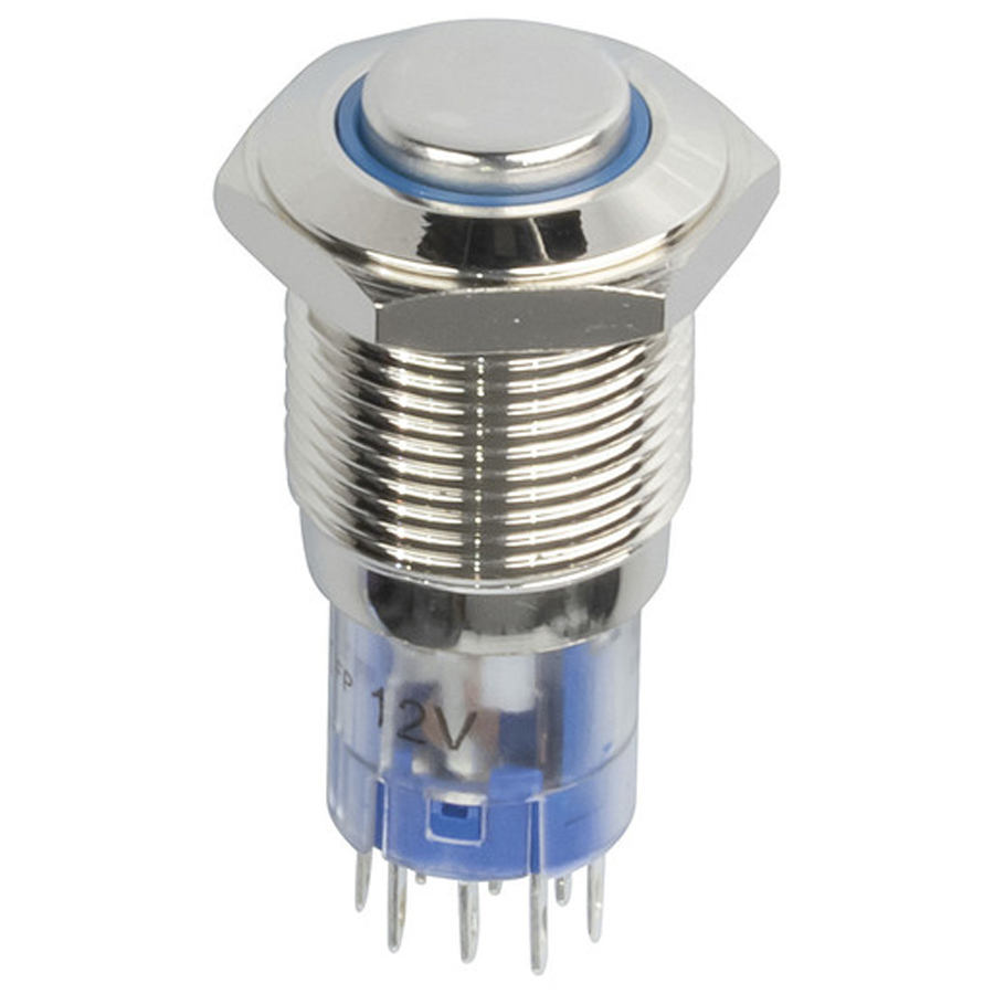 IP67 Rated Illuminated Pushbutton Switch Blue 