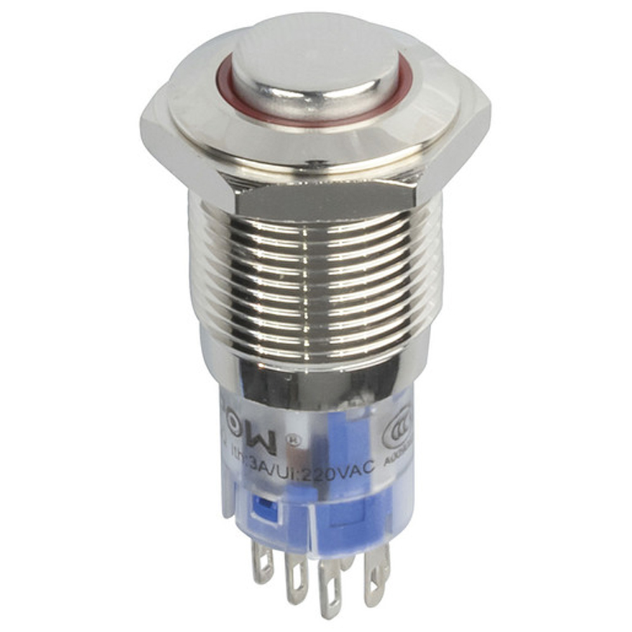 IP67 Rated Illuminated Momentary Switch Red 