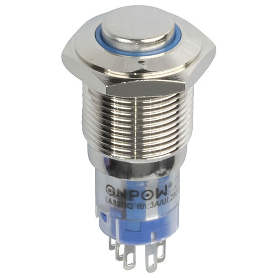 IP67 Blue Illuminated Momentary Switch 