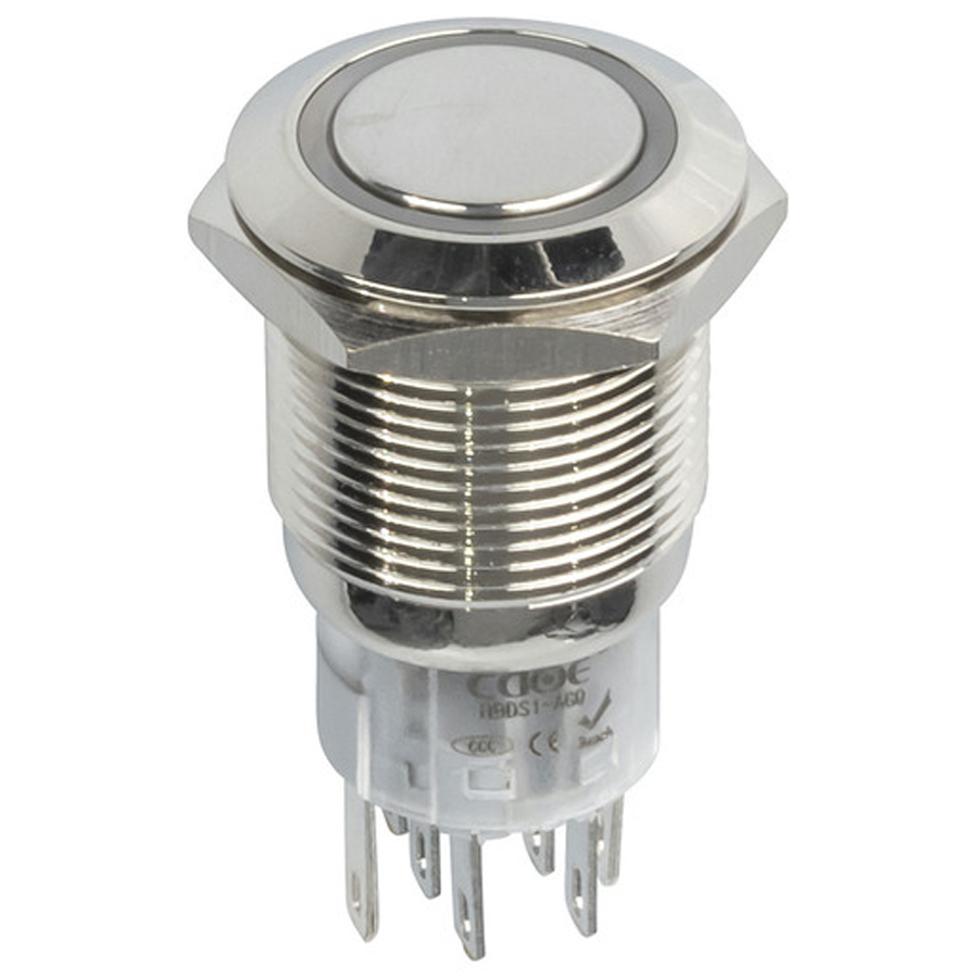 Red 19mm IP67 Metal Pushbutton Momentary Switch with Illumated Ring 