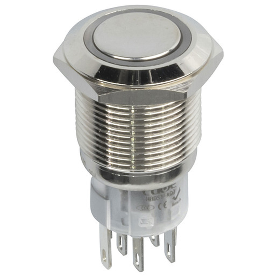 Green 19mm IP67 Metal Pushbutton Momentary Switch with Illumated Ring 
