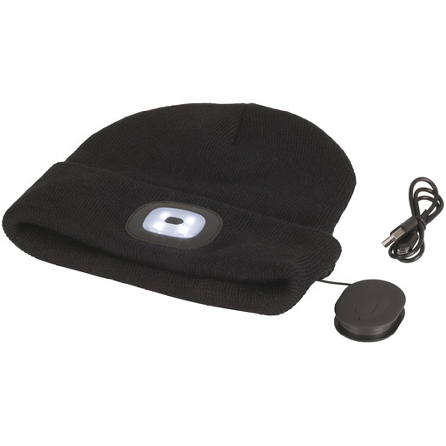Black Beanie with Bluetooth&reg; Speakers and LED Torch 
