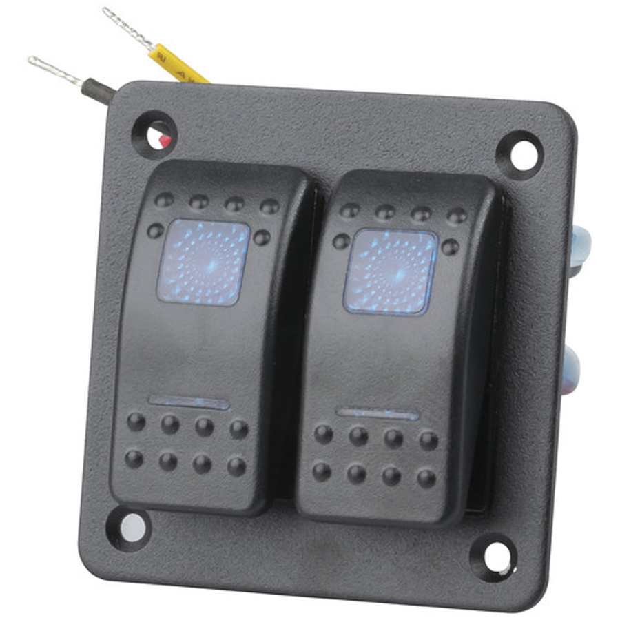 2 Way Illuminated Blue Rocker Switch Panel 