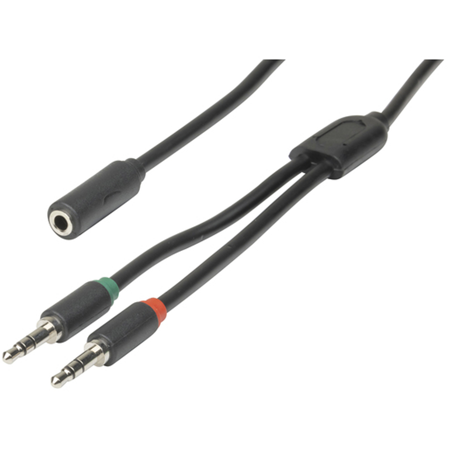 3.5mm 4P Skt - 2x3.5mm Plug Cable - 250mm 