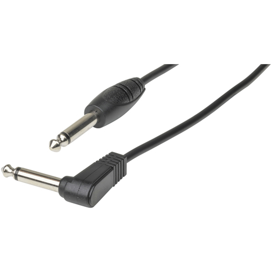 6.5mm Mono Plug to 6.5mm Mono RA Plug Audio Cable - 3m 