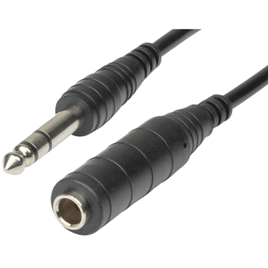 6.5mm Stereo Plug to 6.5mm Stereo Socket Curly Cable - 6m 